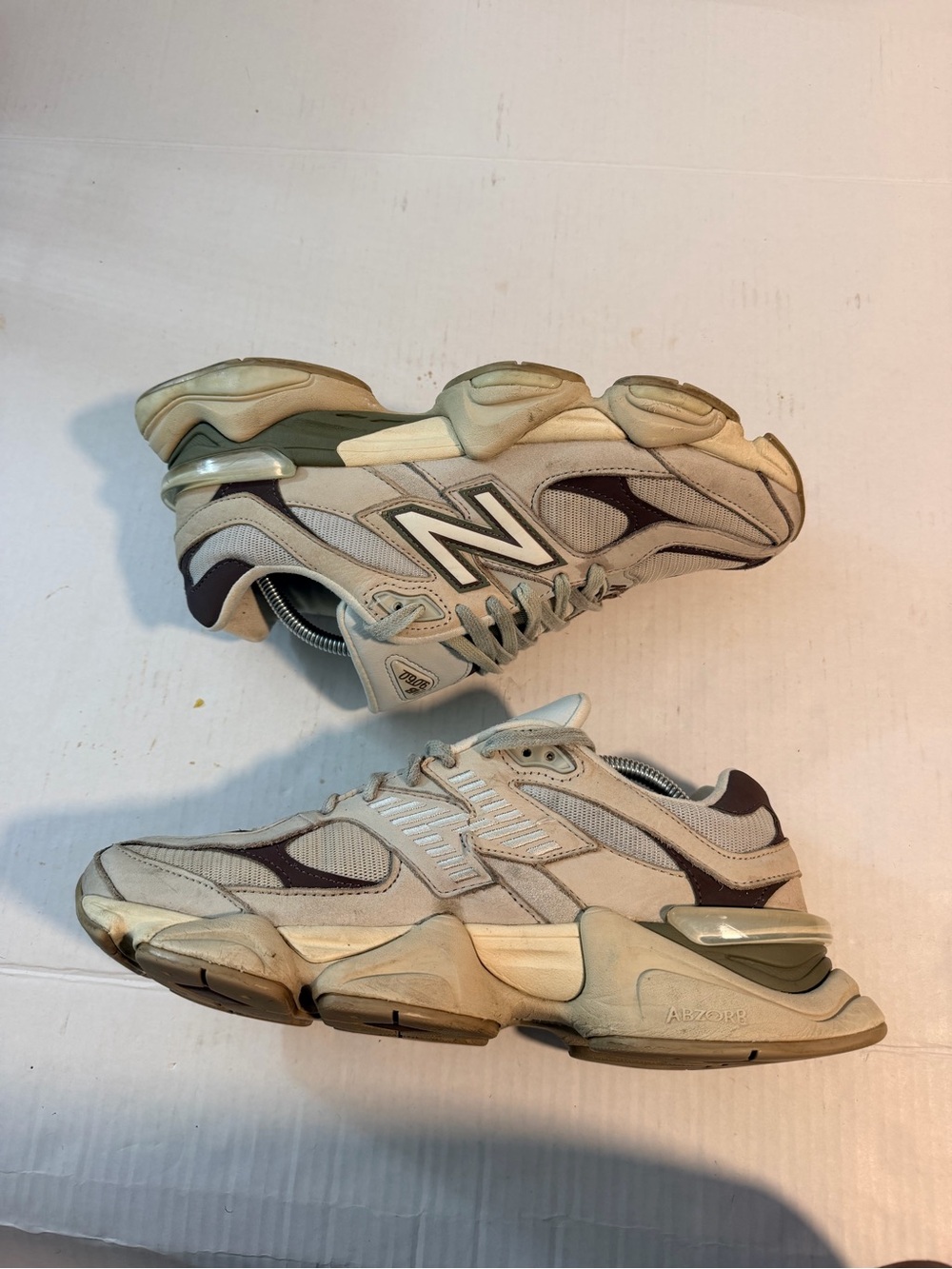 New Balance Cream and Brown Chunky Runner Sneakers